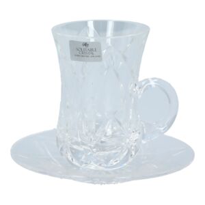 Solitaire Crystal 12-Piece Arabic Tea Cup and Saucer Set Clear 4oz